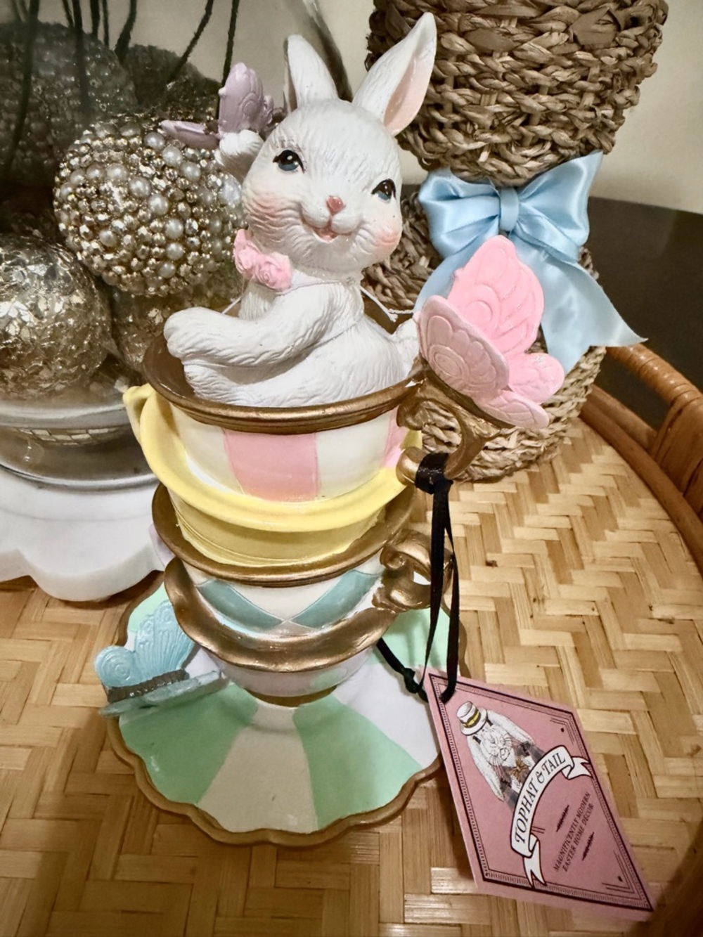 Spring Easter Bunny Teacup
Figurine Floral Tabletop